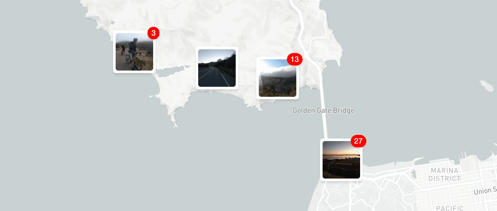 Photo clusters on map